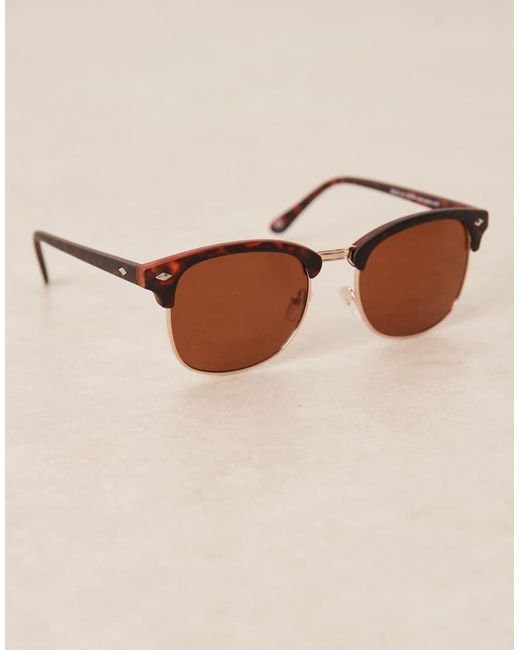 ASOS Brown Slim Metal Sunglasses for men