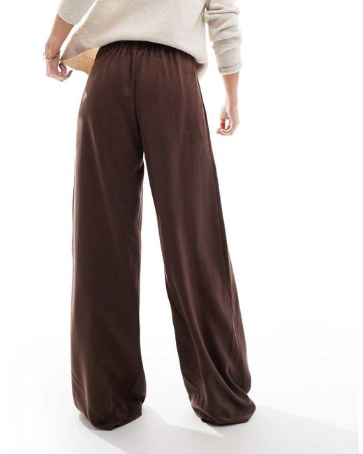 ASOS Brown Tailored Wide Leg Trouser