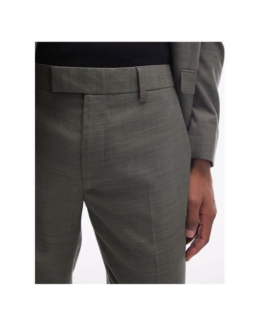 Topman Green Straight Suit Pants for men