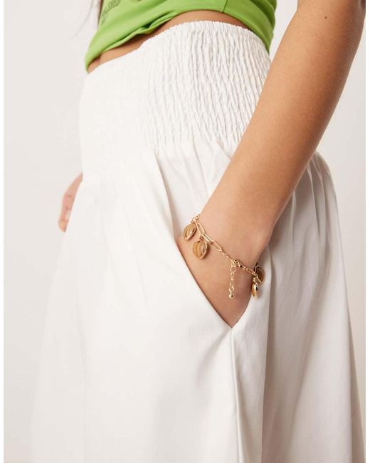 Vila Multicolor Shirred Waistband Poplin Boho Skirt