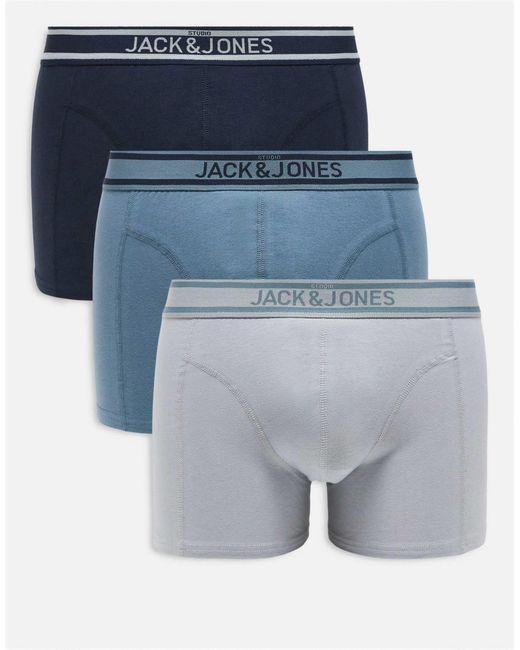 Jack & Jones Blue 3 Pack Logo Trunks for men