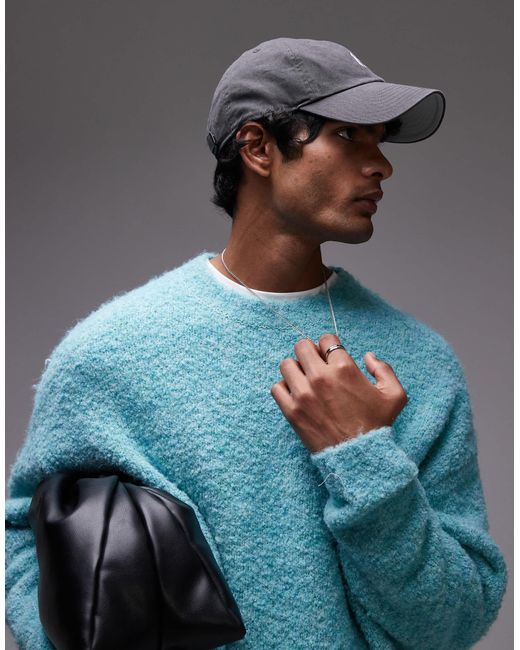 Topman Gray Relaxed Fit Boucle Jumper for men