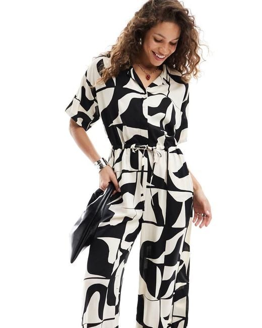 Monki Black Tie Waist Jumpsuit