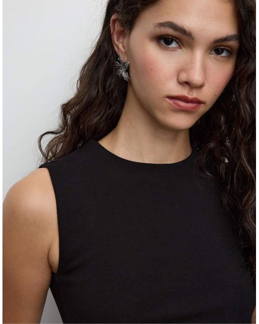 Stradivarius Black Basic Sleeveless T-Shirt