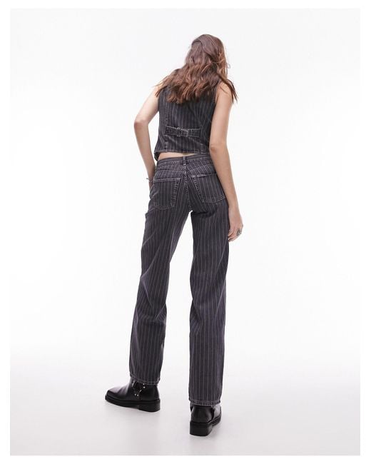 TOPSHOP White Co Ord Ember Low Wide Pinstripe Jeans