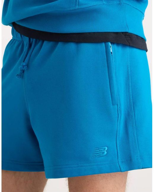 New Balance Blue Athletics French Terry Short 5" for men