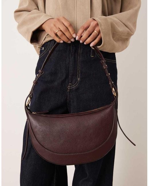 Mango Brown Classic Half Moon Shoulder Bag Bag
