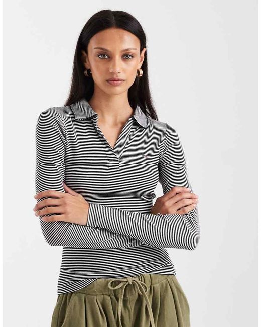 Tommy Hilfiger Gray Slim Long Sleeve Polo Top