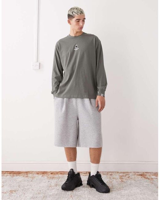 Aape By A Bathing Ape Gray Aape By A Bathing Ape Boxy Long Sleeve T-shirt for men