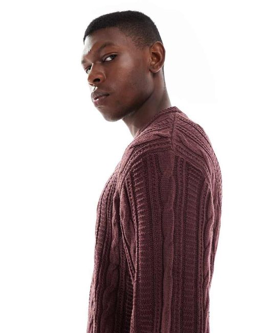JJ Rebel Purple Cable Knit Jumper for men