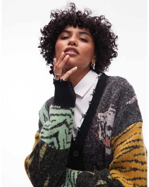 AllSaints Black Akki Collegiate Graphic Cardigan