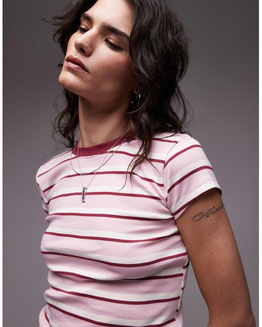 TOPSHOP Pink Stripe Everyday Tee