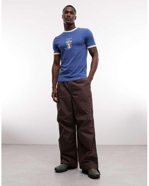ASOS Blue Muscle Fit Football T-shirt With Italy Front Graphic for men