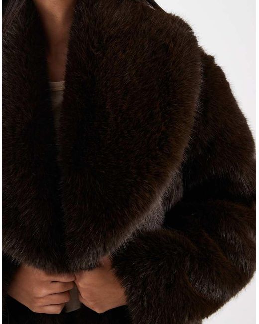 4th & Reckless Black Faux Fur Oversized Collar Jacket