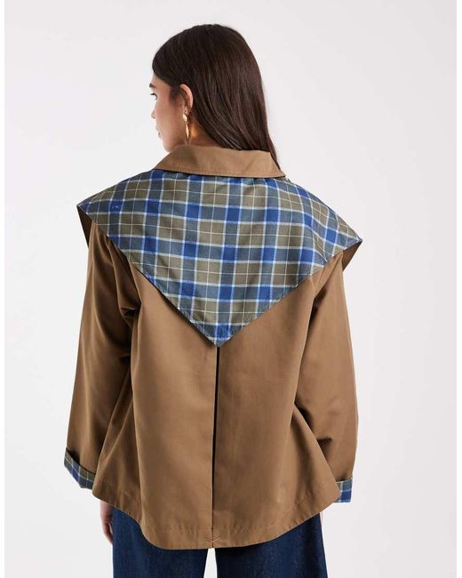ONLY Blue Contrast Sleeve Trench With Matching Scarf