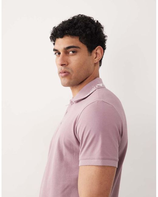 Emporio Armani Pink Bodywear Polo With Logo Collar for men