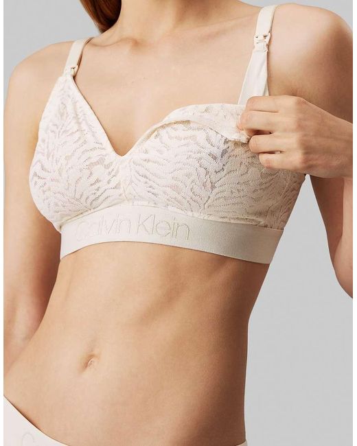Calvin Klein Natural Maternity Intrinsic Ck Logo Unlined Triangle Plunge Patterned Bralette