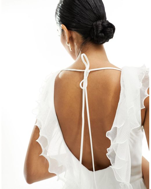 EVER NEW White Bridal Ruffle Maxi Dress