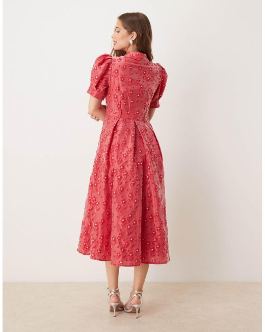 Sister Jane Red Flower Embellished Shirt Midaxi Dress for men