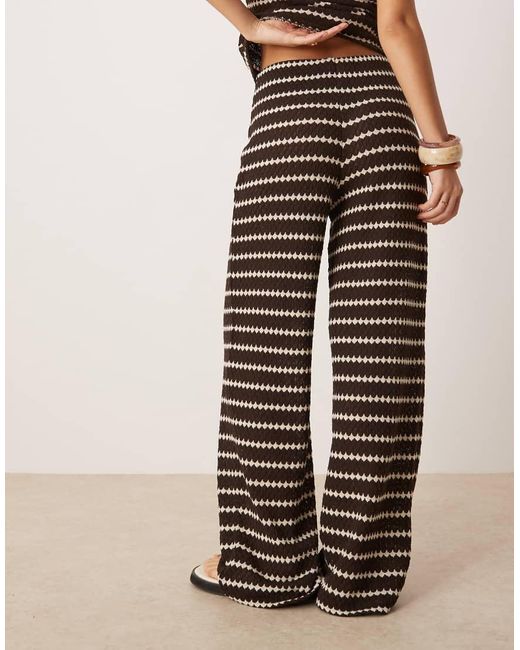 Mango Gebreide Gestreepte Broek Van Co-Ord Set Met Rechte Pijpen in het Natural