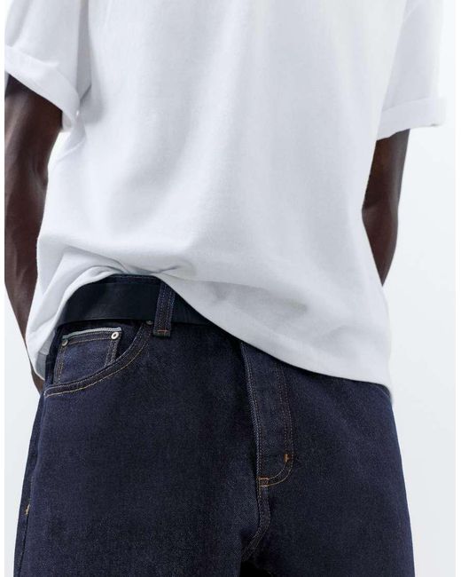Pull&Bear Blue Straight-Leg Selvedge Jeans for men