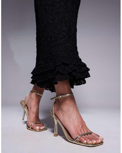 ASOS Black Lace Plunge Maxi Dress With Frill Hem