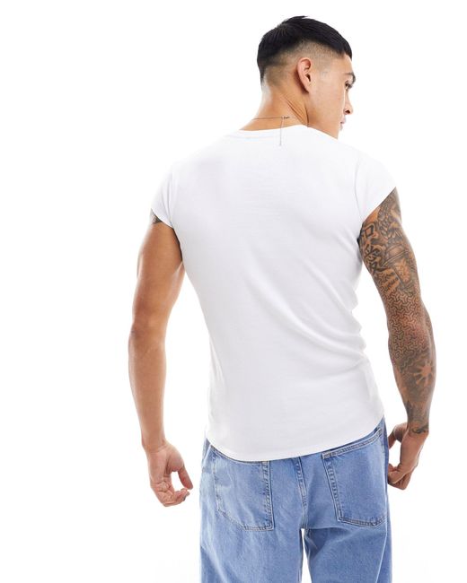 ASOS White Muscle Fit T-shirt With Cap Sleeve for men