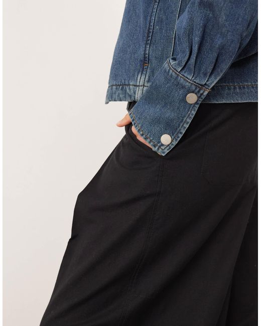 ARRANGE Blue Remi Linen High Waist Barrel Trouser