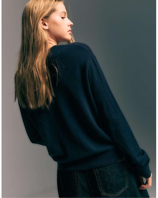 Stradivarius Blue – besonders weiches, strukturiertes sweatshirt aus 100% filz