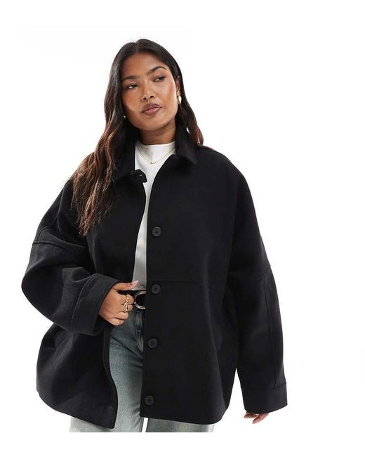 ASOS Black Asos Design Curve Slouchy Formal Harrington Jacket