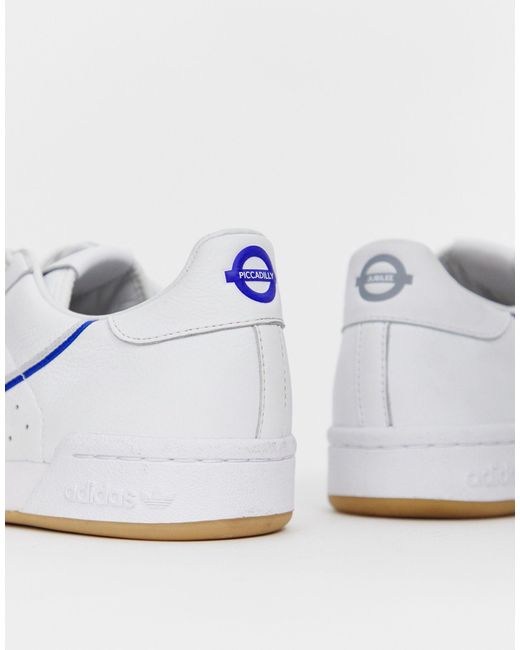 adidas Originals Continental 80's Tfl Piccadilly Jubilee Line Trainers in  White for Men | Lyst UK