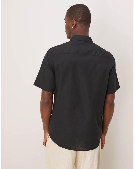 ASOS Regular-Fit Overhemd Van Linnenmix in het Black voor heren