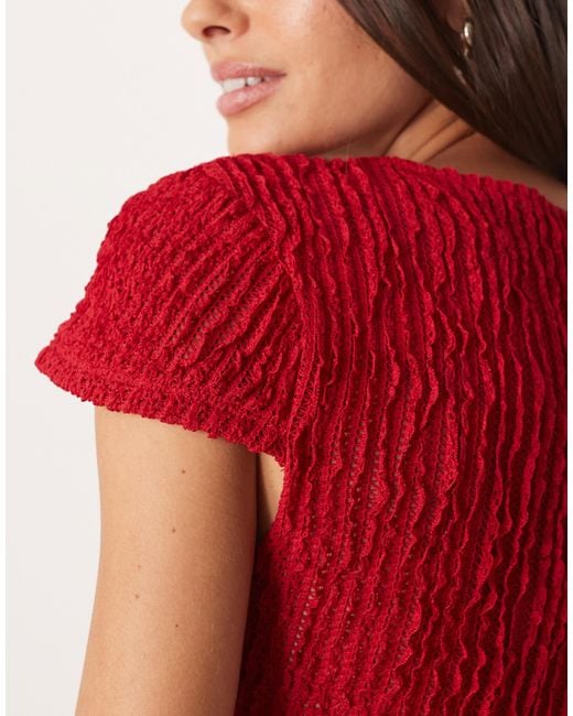 ASOS Red Textu Ruffle Baby Tee