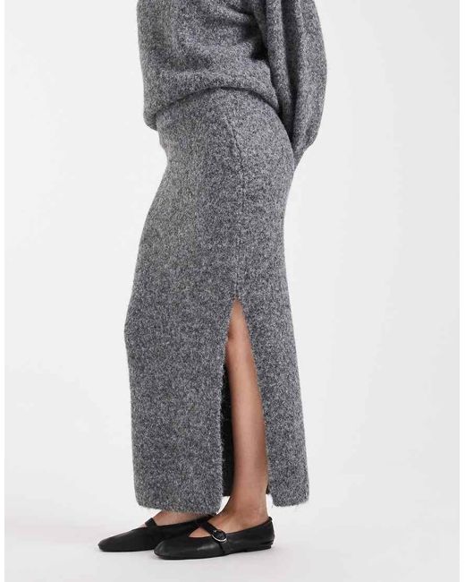 ASOS Gray Fluffy Maxi Skirt Co-Ord