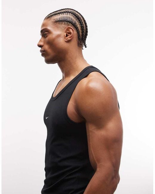 Nike Black Athletic Club Ribbed Vest for men