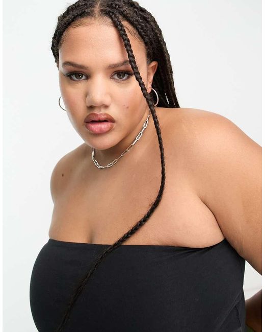 Collusion Black Plus Jersey Double Lined Bandeau Top