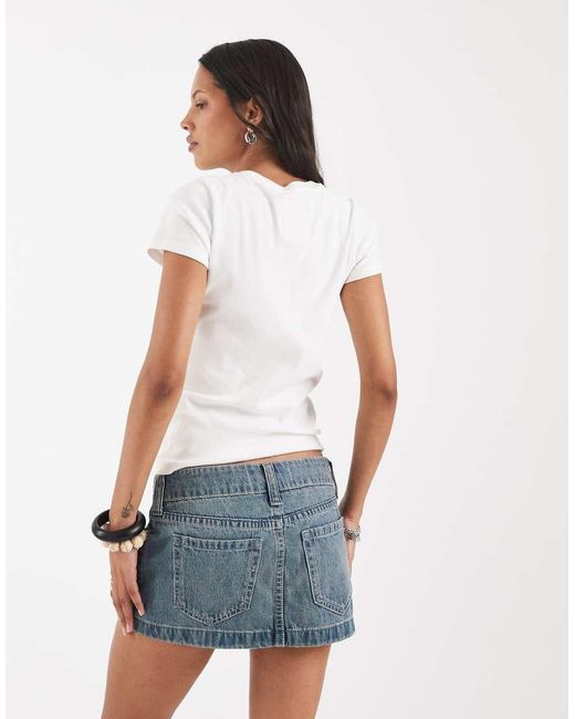 Hollister White Low Rise Denim Micro Skirt