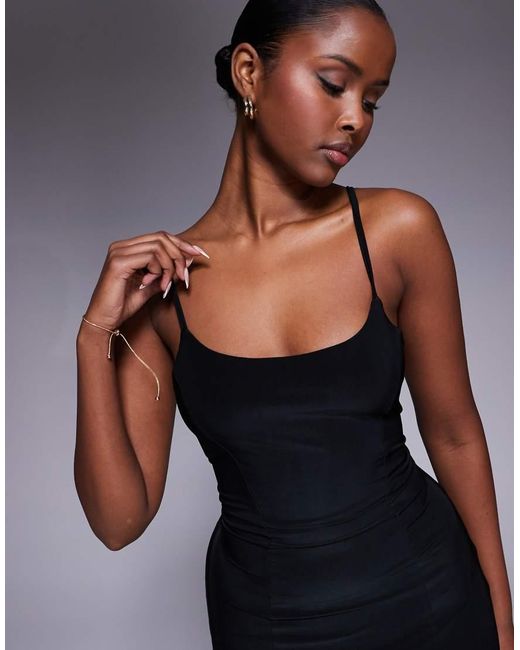 ASOS Blue Lace Up Back Maxi Slip Dress