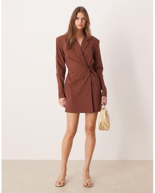 ASOS Brown Cinched Blazer Mini Dress