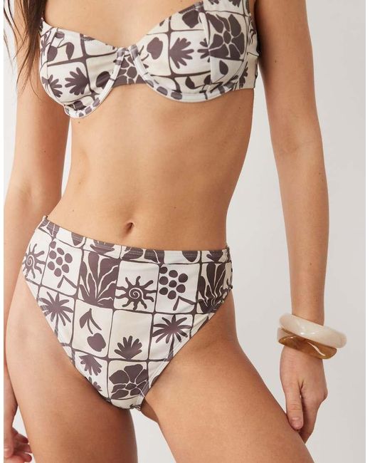ASOS Natural Lea Azores High Leg High Waist Bikini Bottom