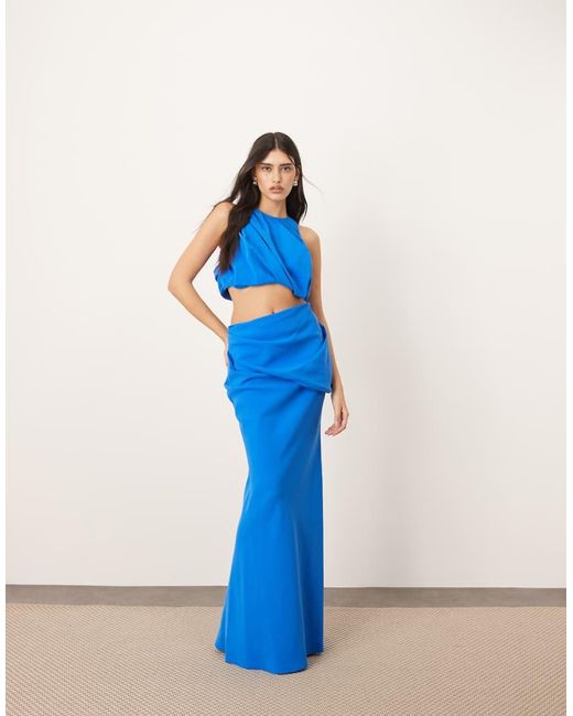 ARRANGE Top Met Ruches En Racerhals in het Blue