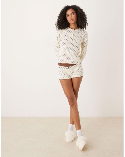 ASOS Natural Mix & Match Long Sleeve Pajama Top