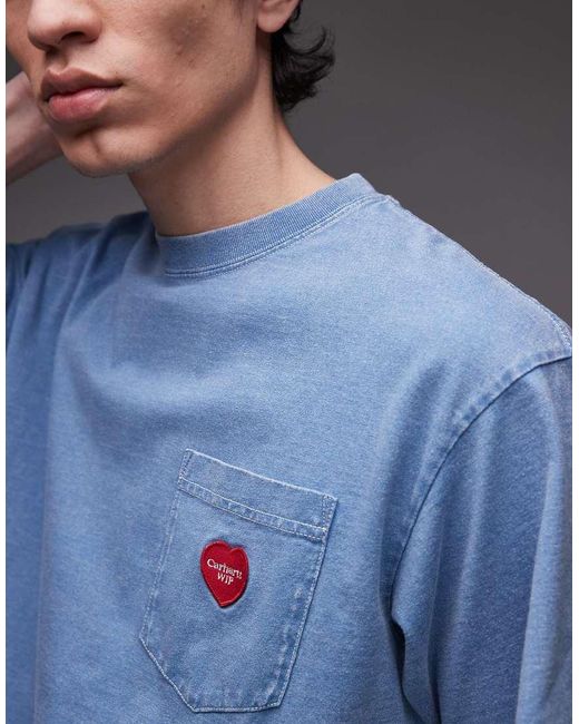 Camiseta Con Bolsillo De Corazón De Carhartt de hombre de color Blue