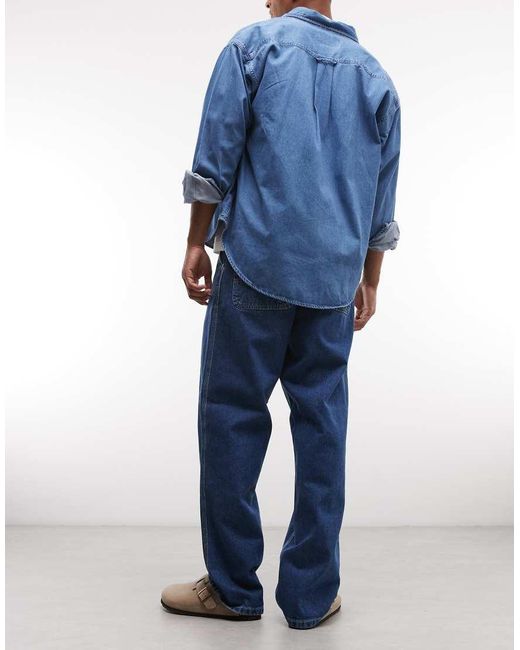 Carhartt Blue Simple Relaxed Straight Fit Denim Jeans for men