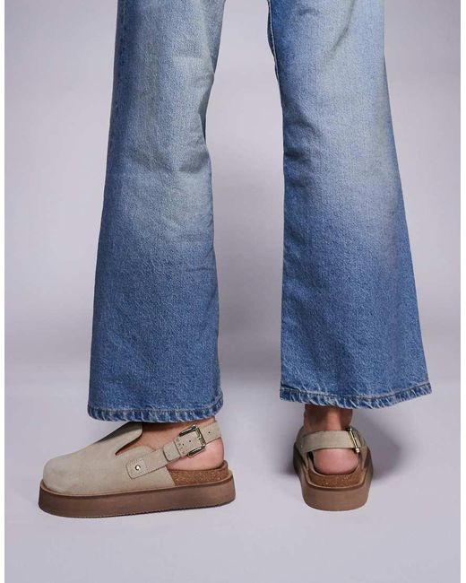 Walk London Blue Barca Clog Mule