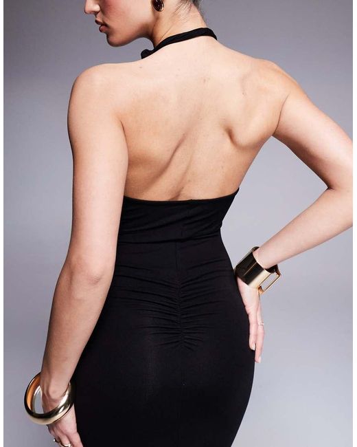 ASOS Blue Scoop Neck With Ruched Bum Back Midi Dress