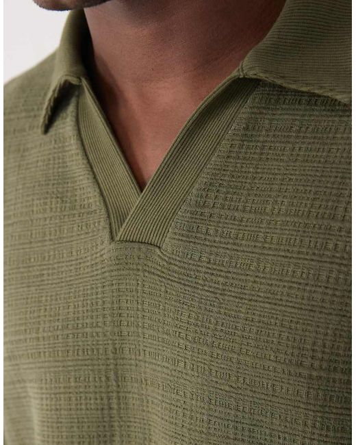 ASOS Green Extreme Oversized Crosshatch Textured Polo for men