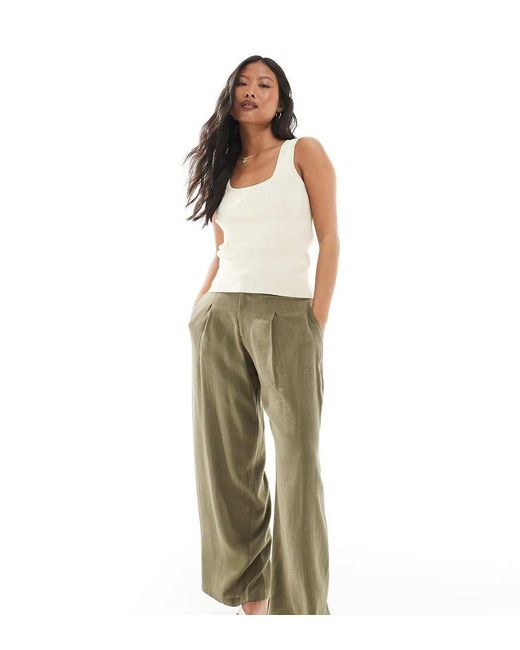 Miss Selfridge Metallic Linen Blend Tailored Wide Leg Trousers