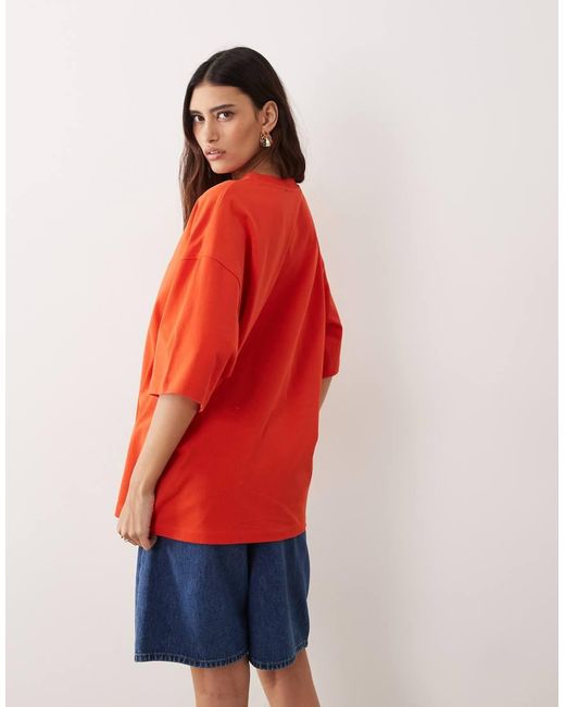 ARRANGE Red Cotton Oversized Premium Heavyweight Short Sleeve T-shirt