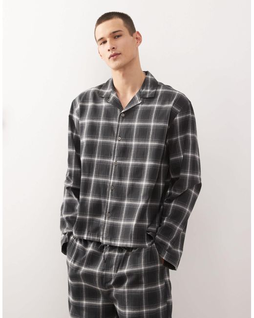Weekday – kariertes oversize-hemd aus flanell in Gray für Herren